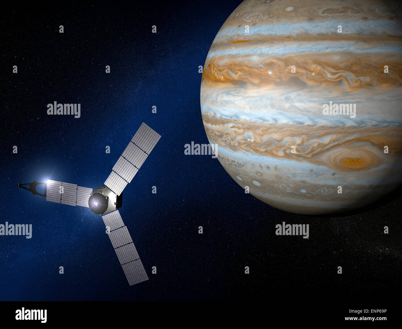 Jupiter und Juno Raumsonde. Element dieses Bildes sind von der NASA eingerichtet Stockfoto