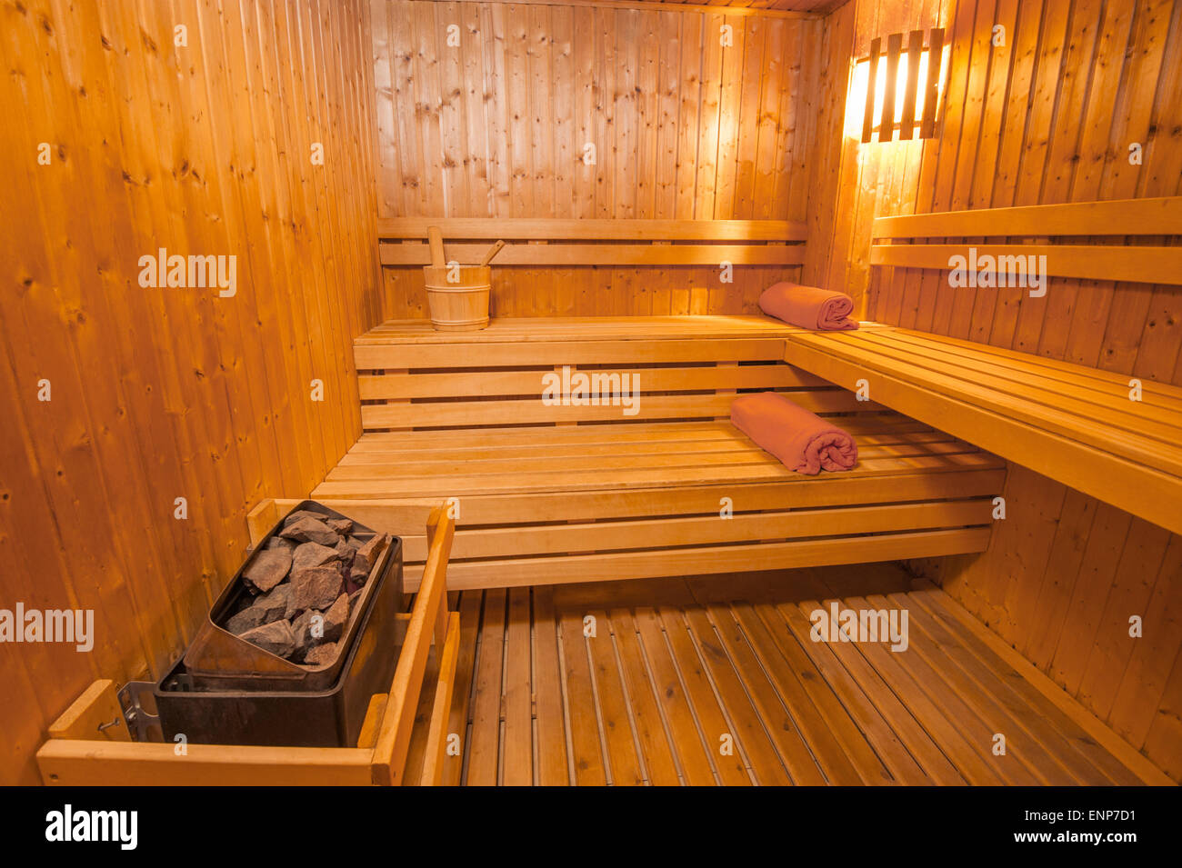 Interior Details einer Sauna in Luxus-Wellness-Beauty-center Stockfoto