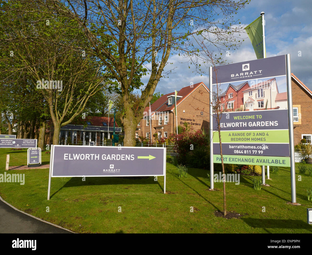 Vertriebsbüro für neue Barratt Häuser Wohnanlage im Elworth Sandbach Cheshire UK Stockfoto