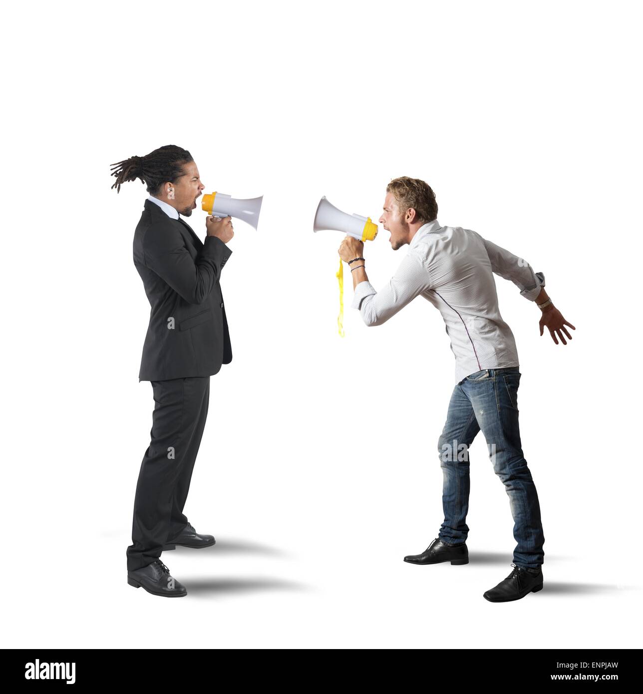 Mitarbeiter stark schreien Stockfoto