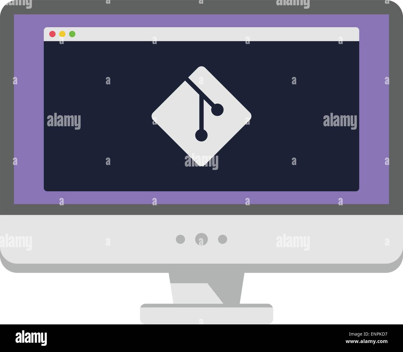 Vektor-Illustration der Personalcomputer Anzeige Fenster mit Entwicklungsprozess darauf Stock Vektor