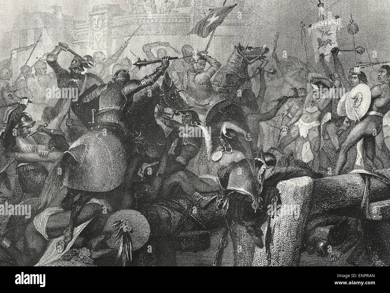 Erfassung von Mexico City von Hernando Cortes, ca. 1521 Stockfoto