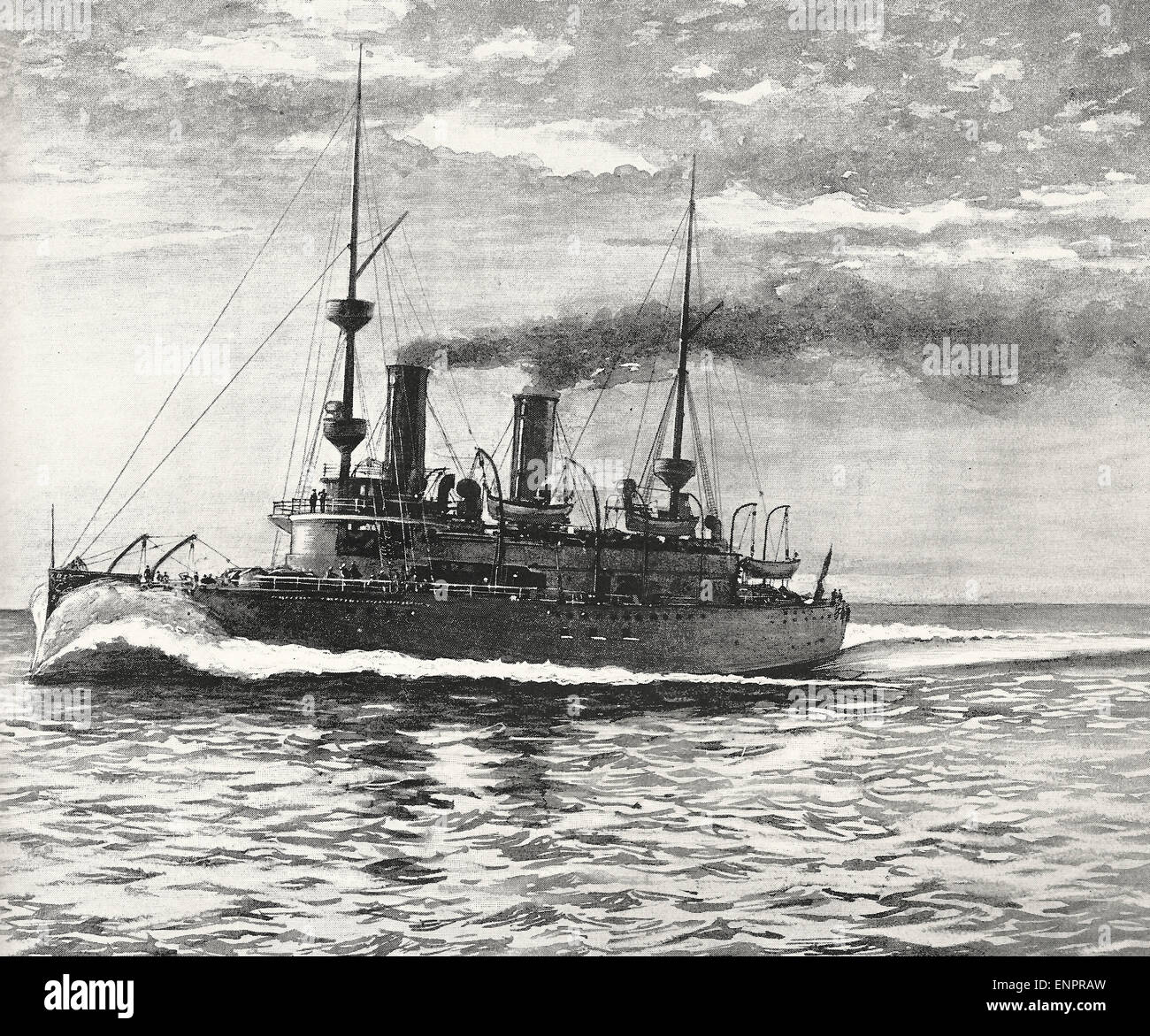 Testversion Reise der Vereinigten Staaten Cruiser Olympia, ca. 1895 Stockfoto