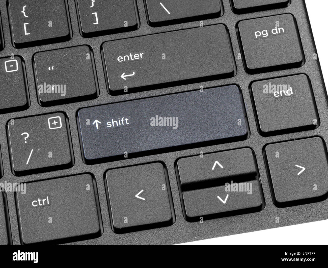Laptop-Computer-Tastatur mit hervorgehobenen Shift-Taste-Taste  Stockfotografie - Alamy