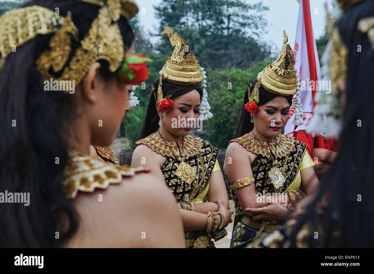 Apsara Khmer traditionelle Tänzer in Angkor Wat, Siem Reap, Kambodscha Stockfoto