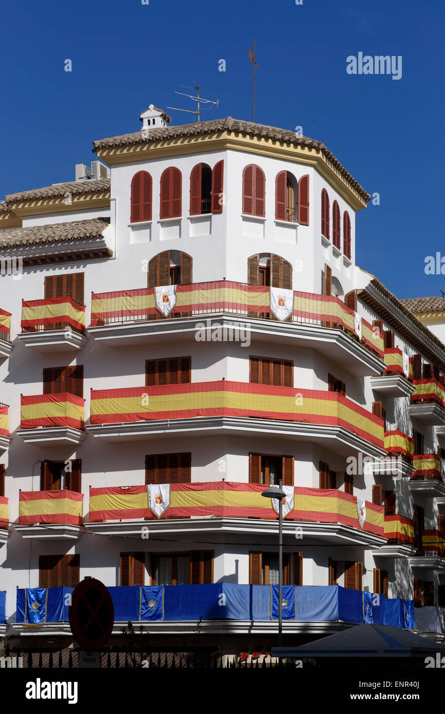 Geschmückten Häuser während der Semana Santa (Karwoche) in Lorca, Provinz Murcia, Spanien Stockfoto