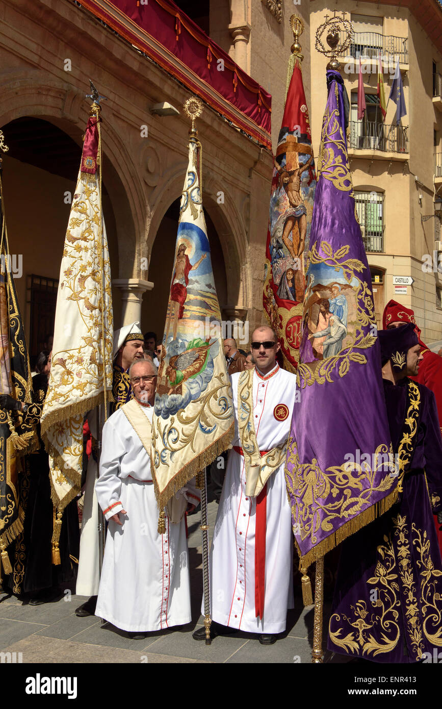 Willkommen der Bruderschaften in der Semana Santa (Karwoche) vor Rathaus in Lorca, Provinz Murcia, Spanien Stockfoto