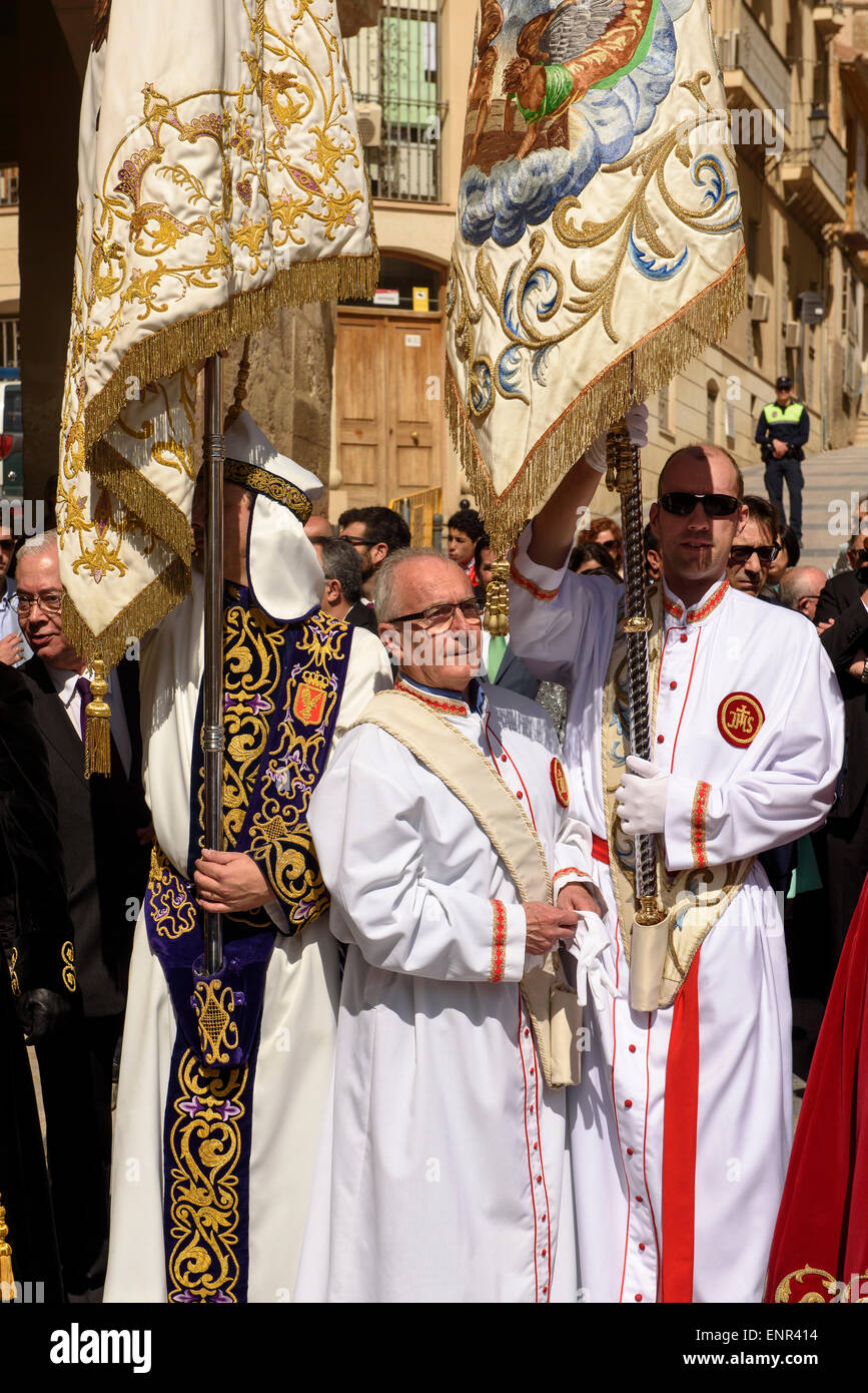 Willkommen der Bruderschaften in der Semana Santa (Karwoche) vor Rathaus in Lorca, Provinz Murcia, Spanien Stockfoto