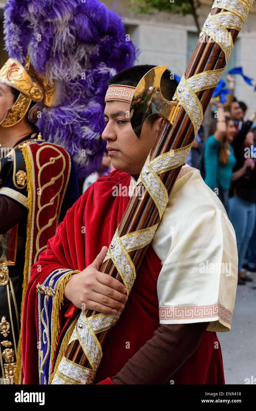 Prozession der Bruderschaft Paso Morado am Karfreitags-Prozession der Semana Santa (Karwoche) in Lorca, Provinz Murcia, Spanien Stockfoto