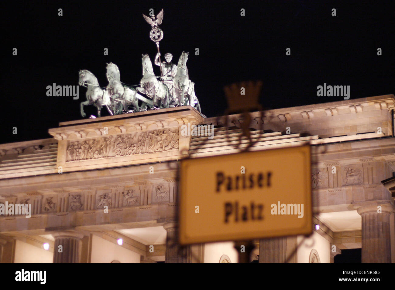 Februar 2008 - BERLIN: Quadriga, Brandenburger Tor, Pariser Platz, Berlin-Mitte. Stockfoto
