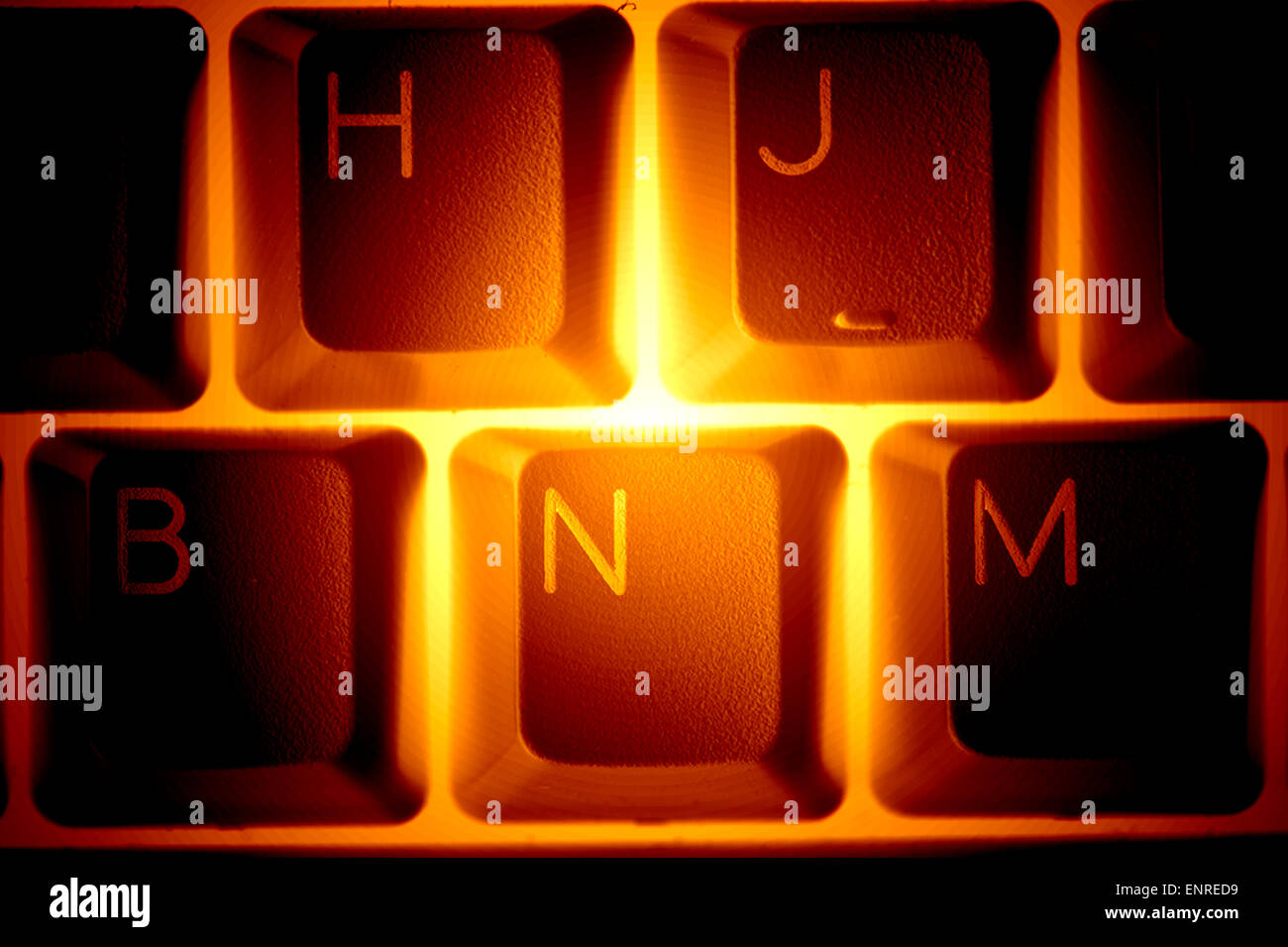 Closeup Tasten auf der Tastatur wieder beleuchtet abstrakt Stockfoto