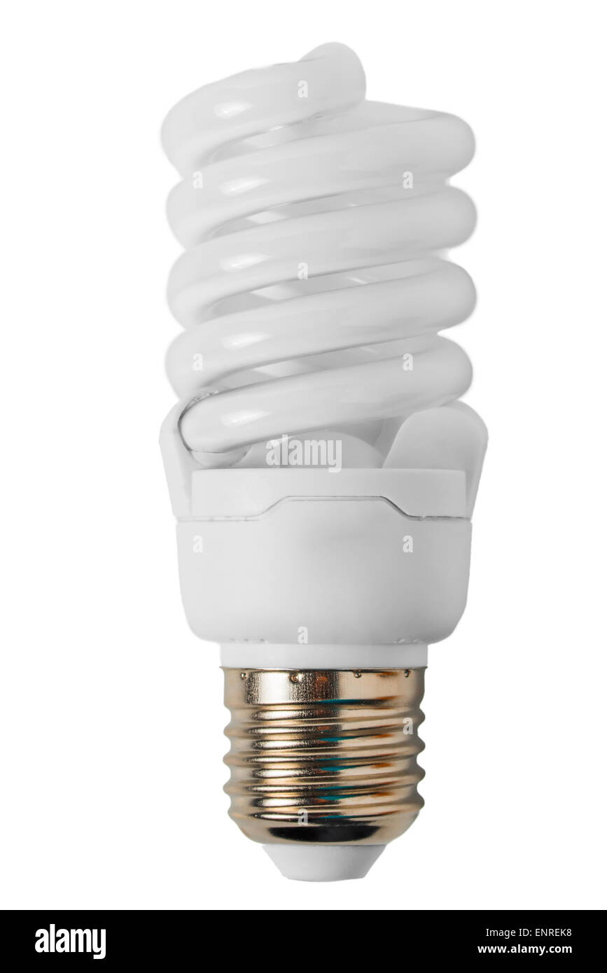 Energiesparlampe in Form einer Spirale-Nahaufnahme Stockfoto