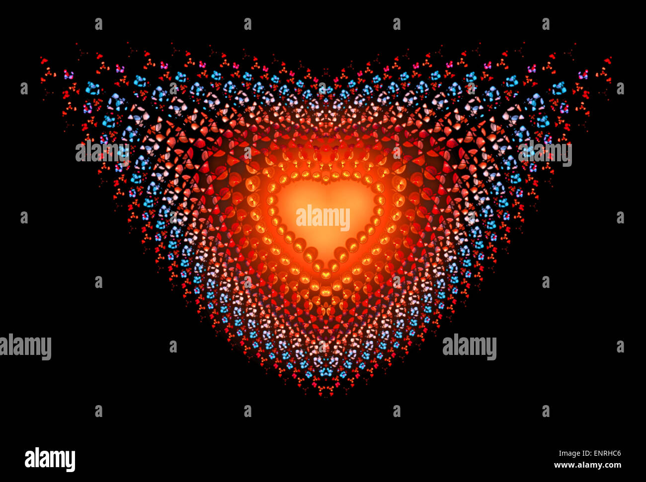 Symbolische Diamant herzförmigen roten Herzen, die Liebe symbolisiert. Fraktale Kunst Grafik Stockfoto