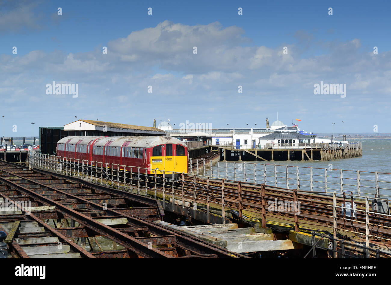Ryde Pier Eisenbahn Zug Züge ehemaligen Londoner U-Bahn u-Bahn Isle Of Wight Stockfoto