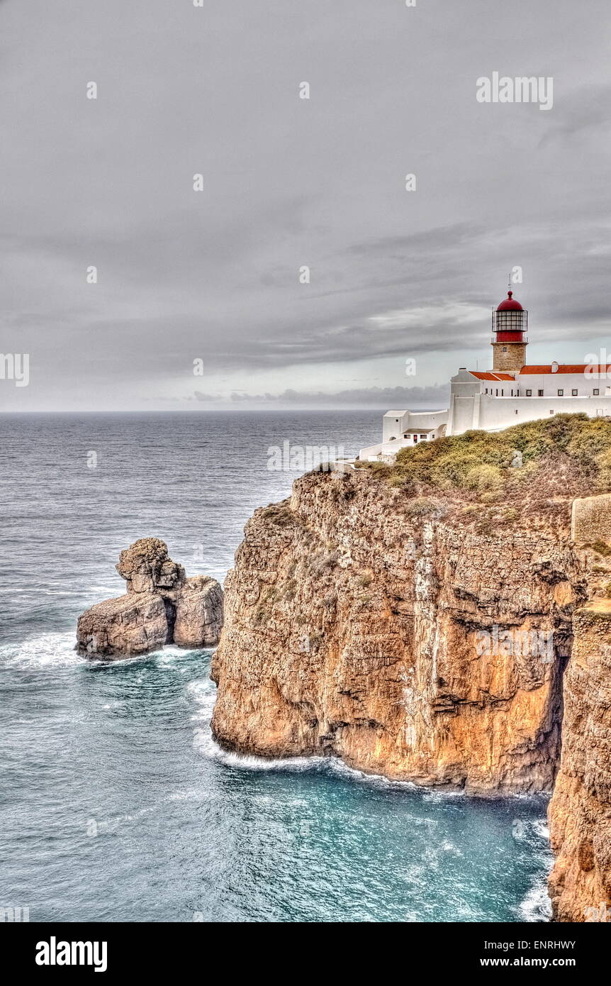 Leuchtturm von Sagres, Portugal in HDR Stockfoto Leuchtturm von Sagres, Portugal in HDR Stockfoto