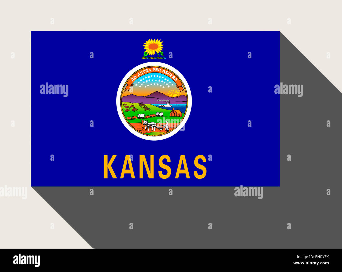 Amerikanischen Bundesstaat Kansas Flagge in flachen Web-Design-Stil. Stockfoto
