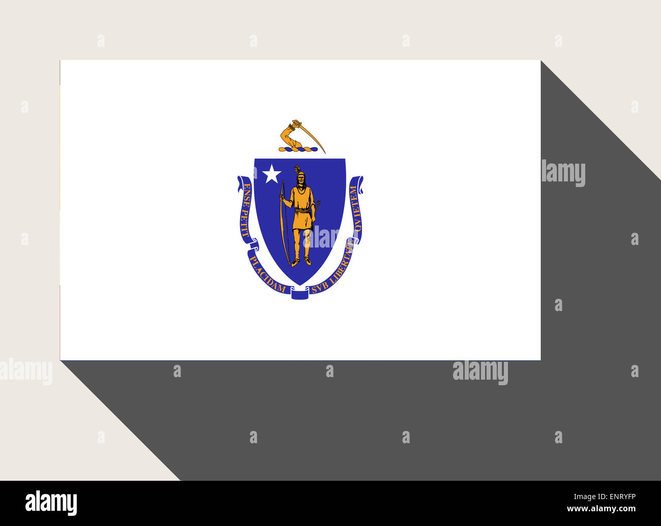 Amerikanischen Bundesstaat Massachusetts Flagge in flachen Web-Design-Stil. Stockfoto