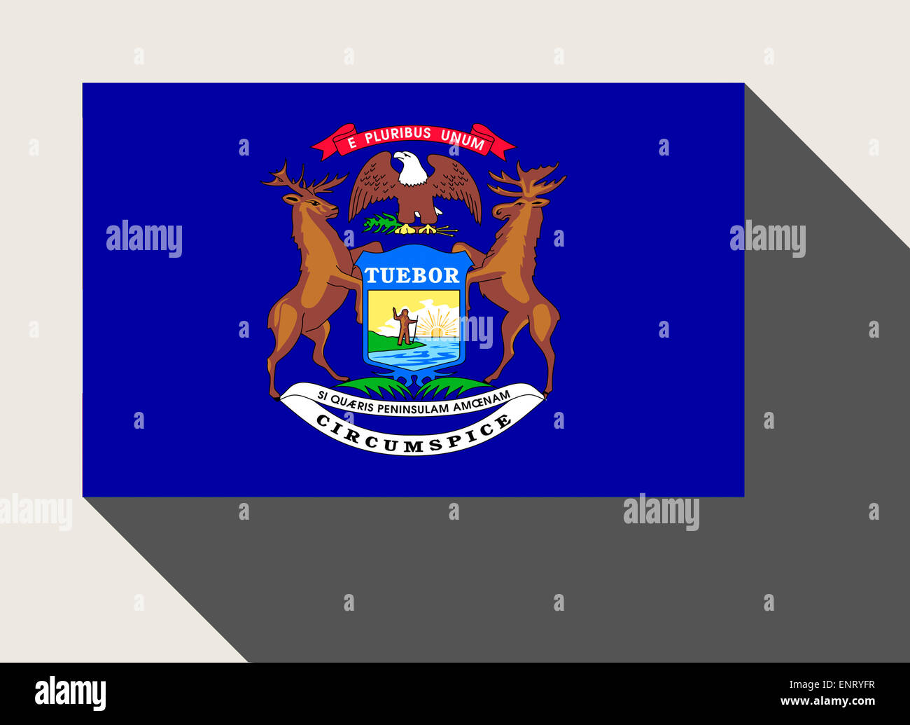 Amerikanischen Bundesstaat Michigan Flagge in flachen Web-Design-Stil. Stockfoto