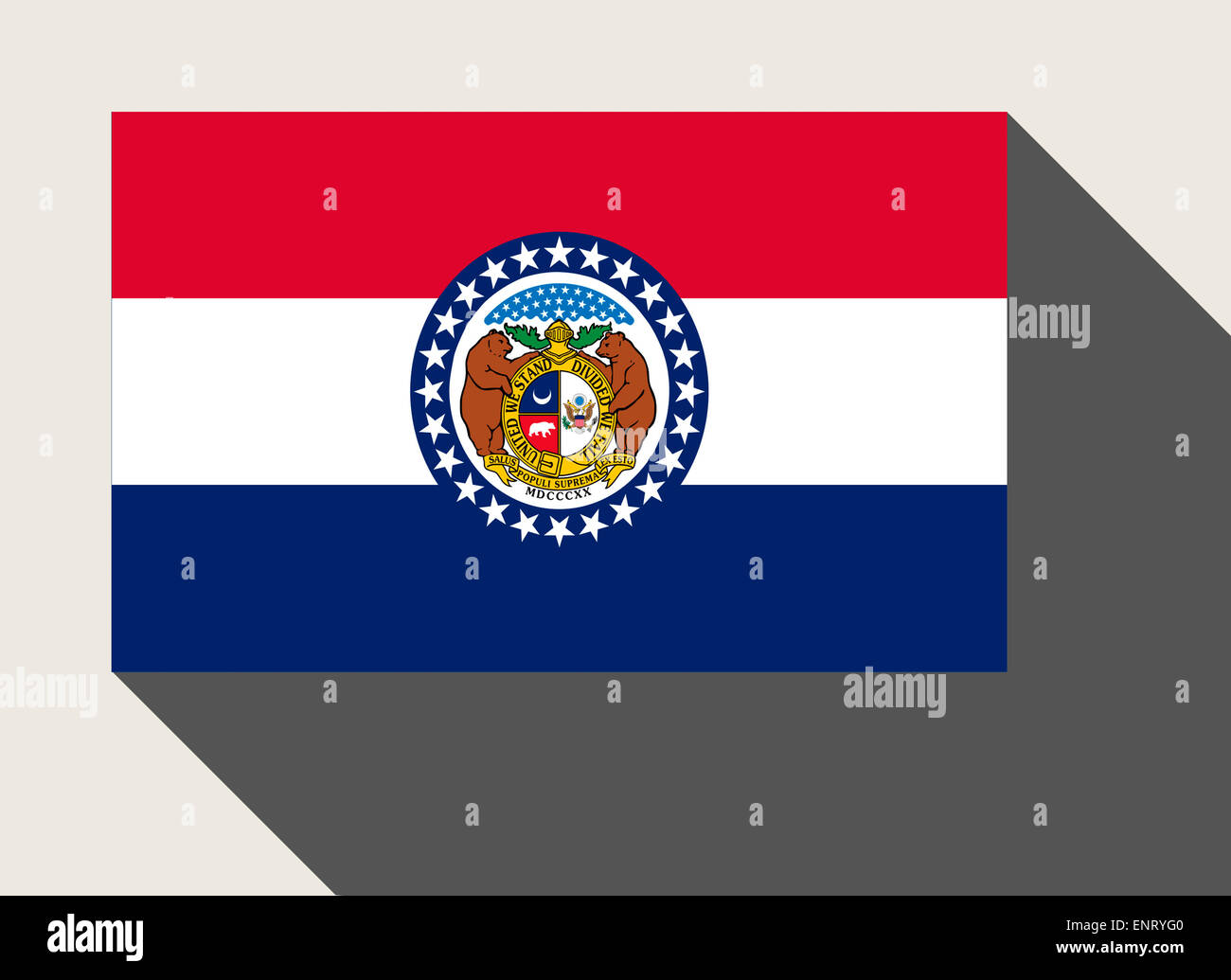 Amerikanischen Bundesstaat Missouri Flagge in flachen Web-Design-Stil. Stockfoto