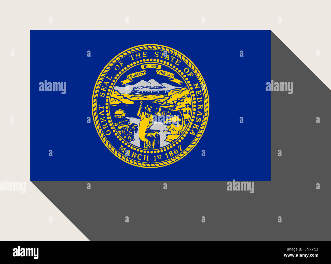 Amerikanischen Bundesstaat Nebraska Flagge in flachen Web-Design-Stil. Stockfoto