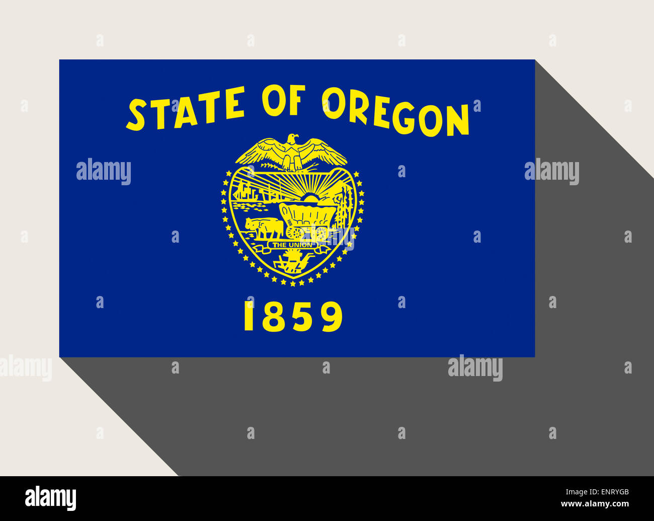 Amerikanischen Bundesstaat Oregon Flagge in flachen Web-Design-Stil. Stockfoto