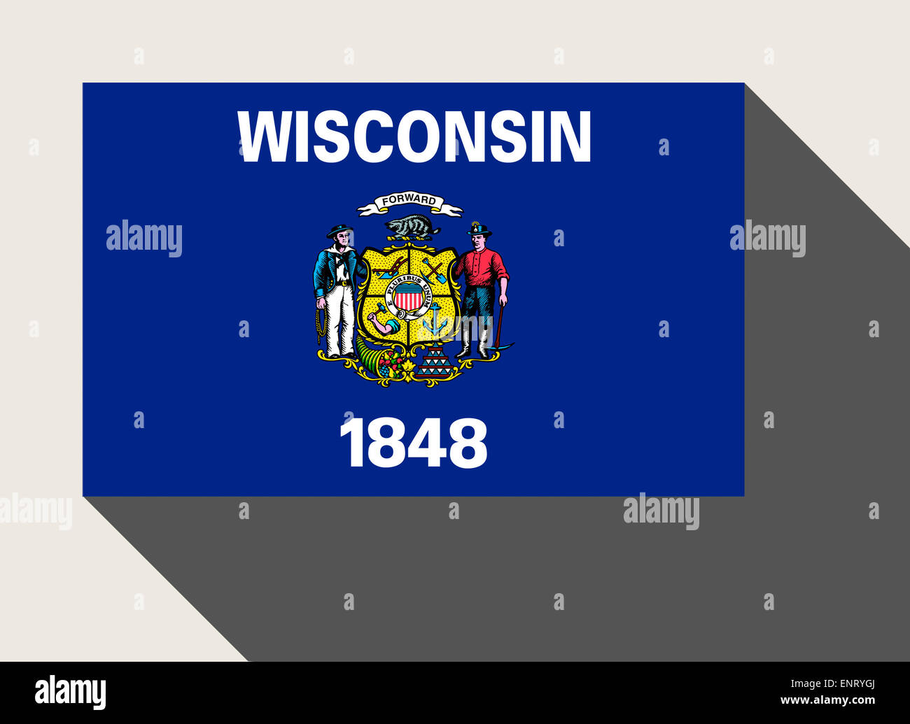 Amerikanischen Bundesstaat Wisconsin flag in flachen Web-Design-Stil. Stockfoto