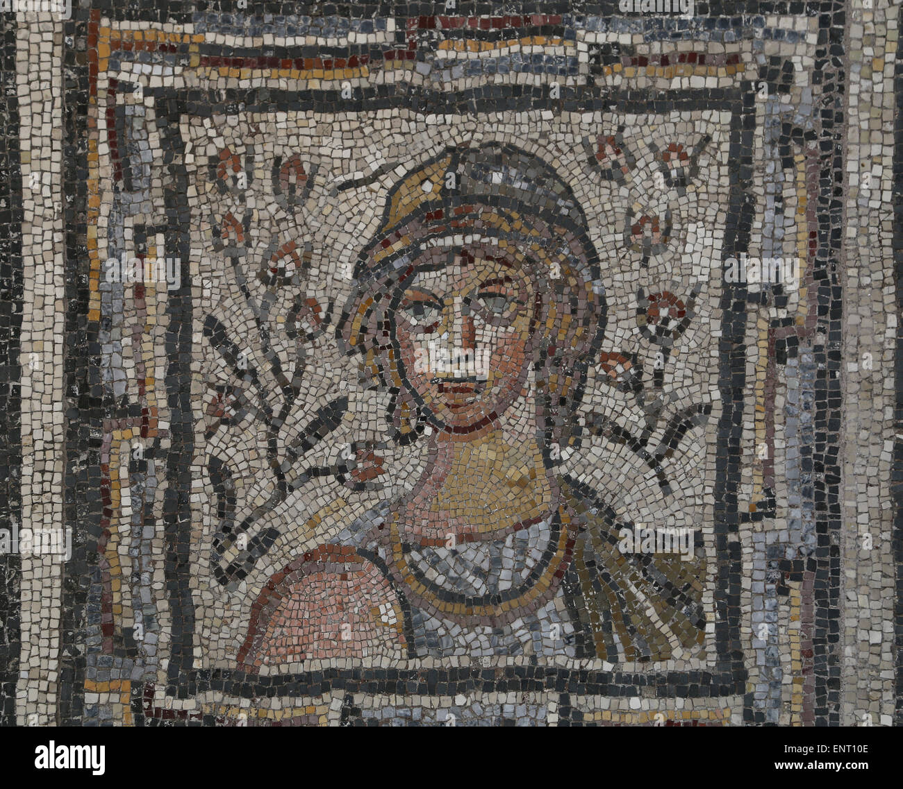Römisches Mosaik mit den Jahreszeiten. Rom, Le Campanelle Via Appia Nouva. 4.-5. Jahrhundert n. Chr.. Römische Nationalmuseum. P. von Massimo. Stockfoto