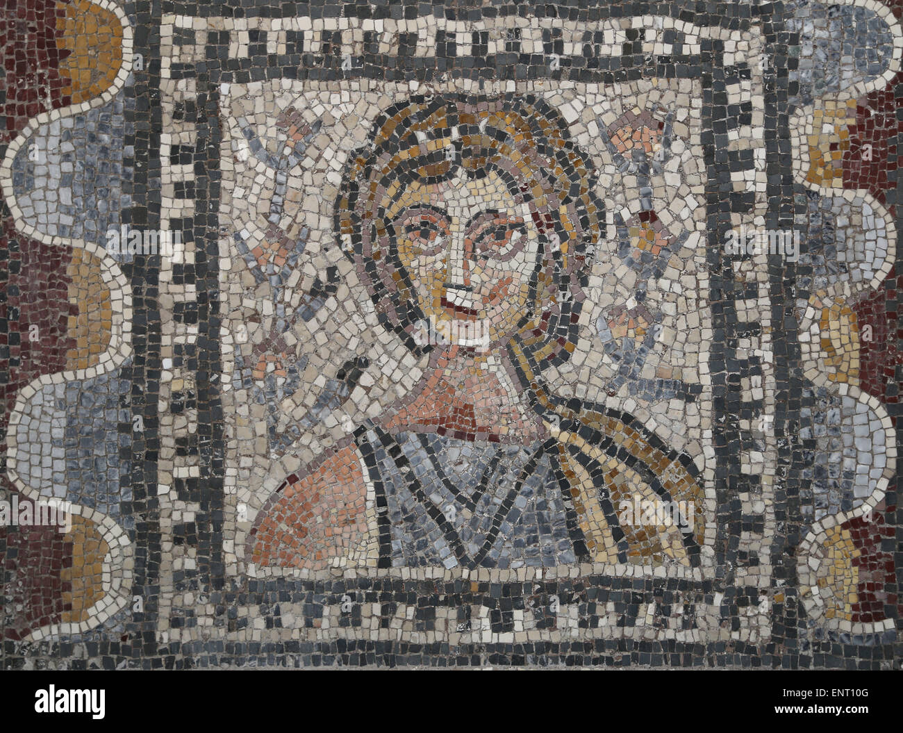 Römisches Mosaik mit den Jahreszeiten. Rom, Le Campanelle Via Appia Nouva. 4.-5. Jahrhundert n. Chr.. Römische Nationalmuseum. S. Massimo. Stockfoto