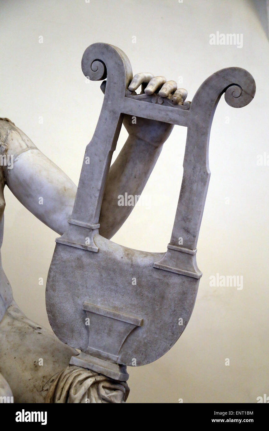Apollo mit Lyra. Detail. Römische Statue. Römische Nationalmuseum. Palazzo Altemps. Rom. Italien. Stockfoto