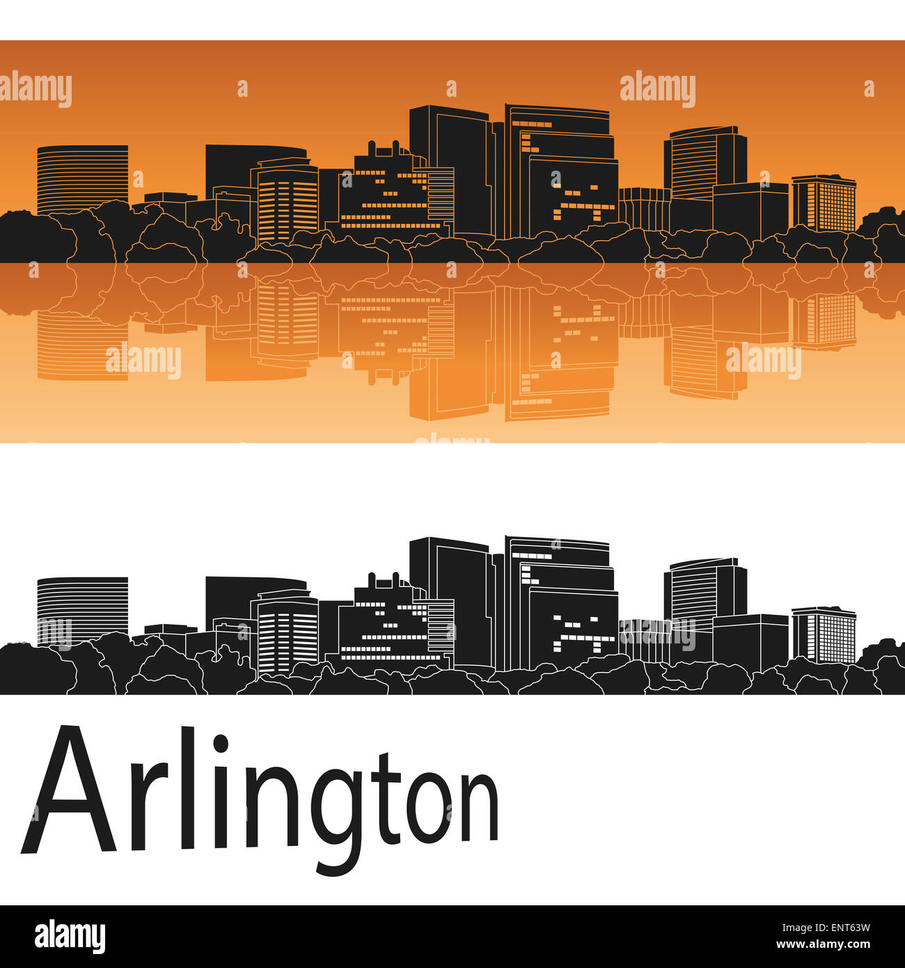 Skyline von Arlington in orange Stockfoto