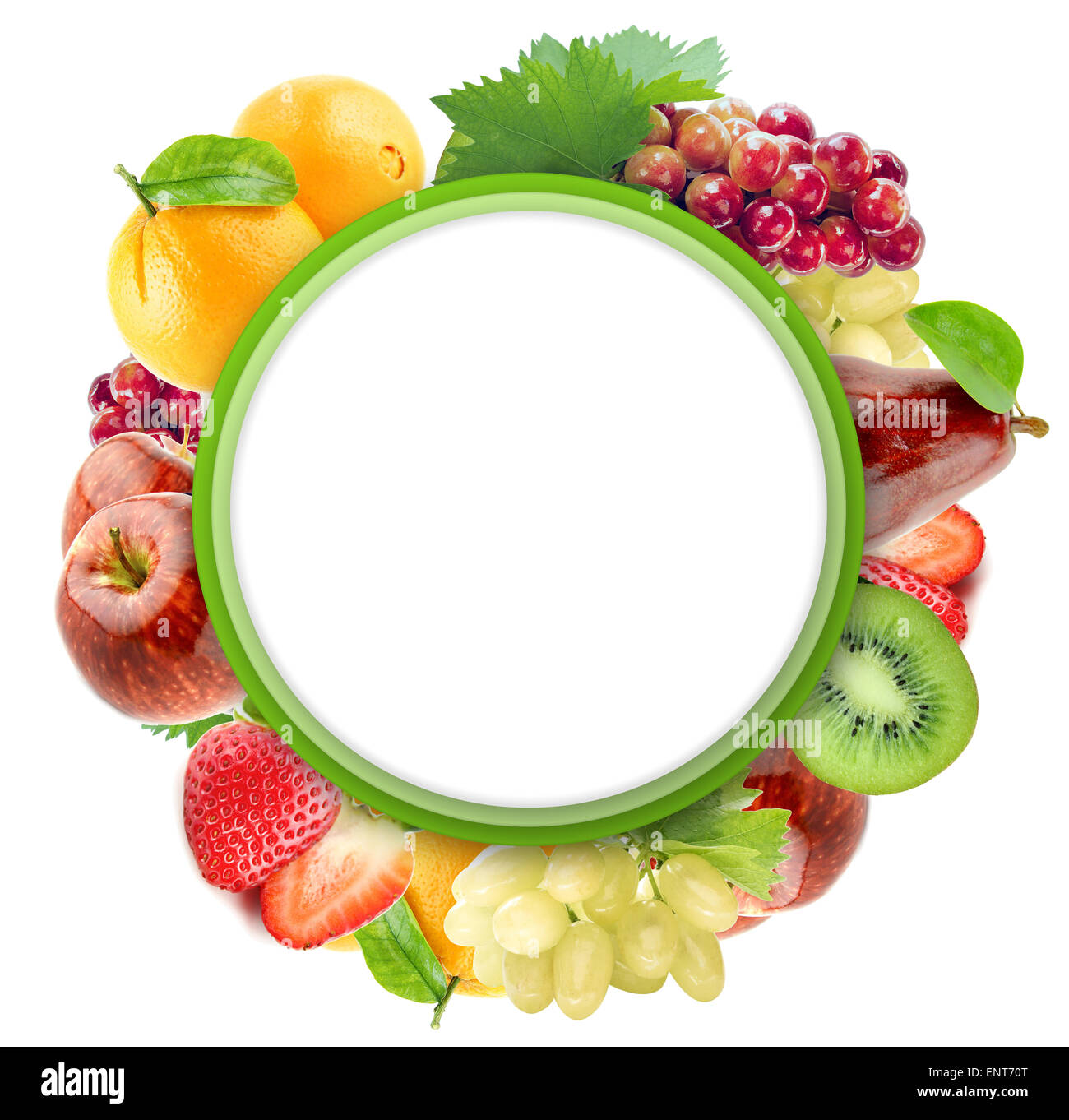 Gesunde Bio-Gemüse und Früchte auf einem weißen Hintergrund. Kunst Bordürenmuster mit textfreiraum Text hinzufügen. Stockfoto