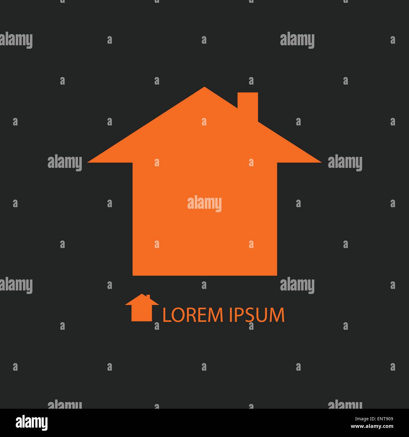Orange House-Logo auf schwarzem Hintergrund Stock Vektor