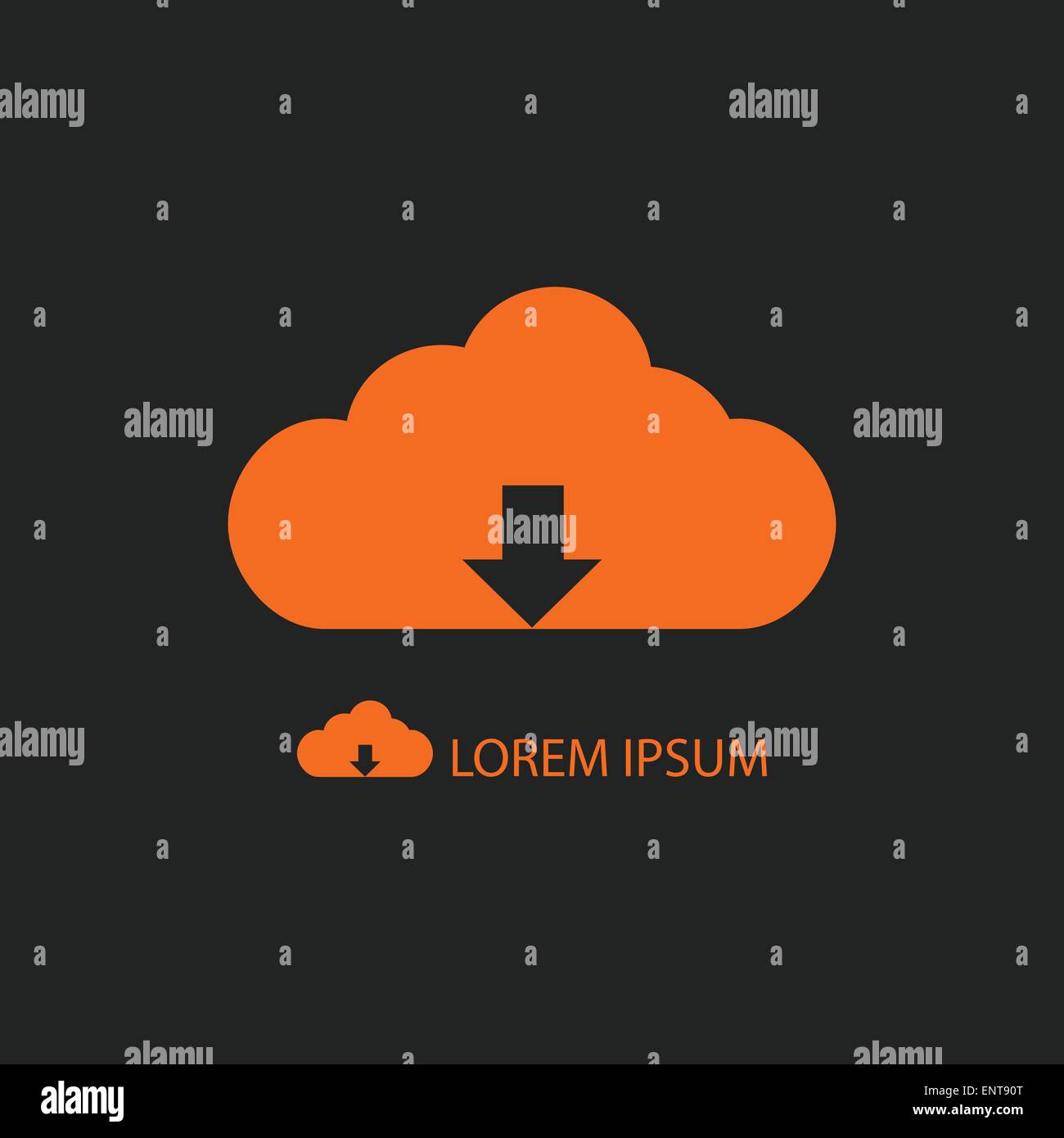 Orange Wolke mit hochladen Zeichen als Logo auf schwarz Stock Vektor