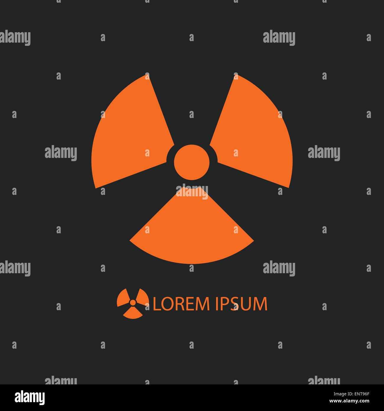 Orange Strahlung Zeichen auf schwarz Stock Vektor