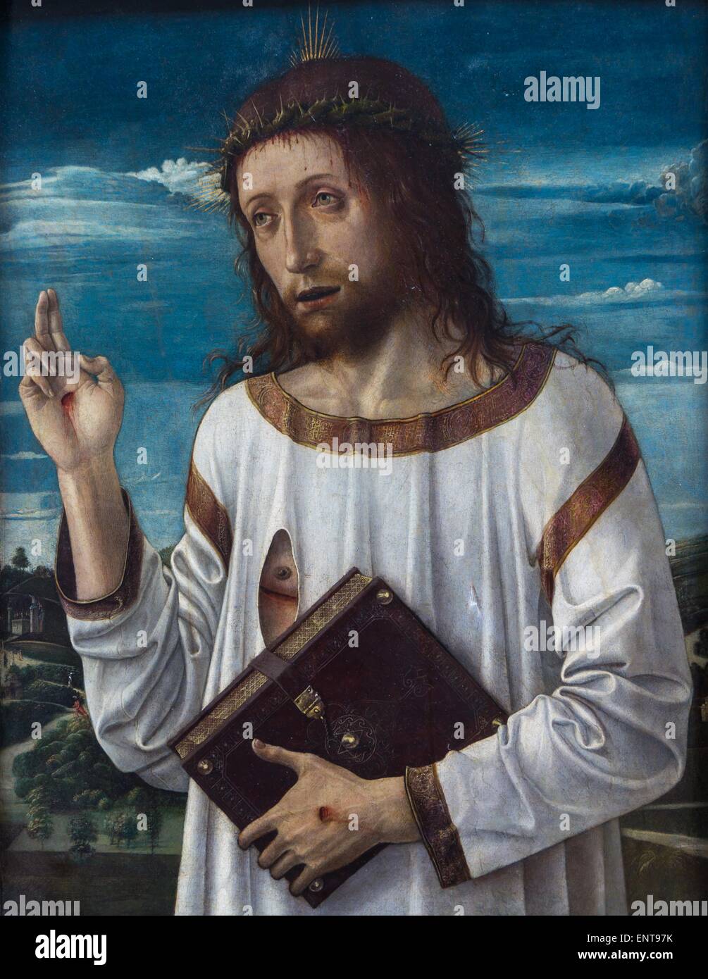 Christus segnet, Tempera und Öl auf Holz 26.09.2013 - Antikensammlung Stockfoto