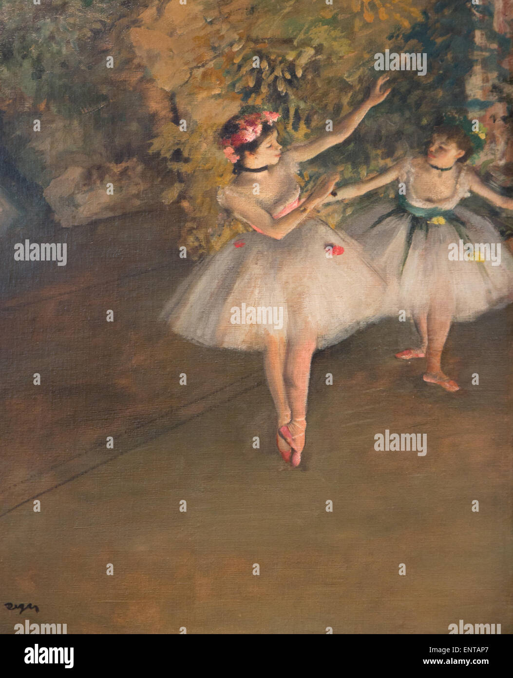 ActiveMuseum 0006322.jpg / zwei Dansers auf einer Bühne Degas war fasziniert von Balletten. Thesen Tänzer sind wahrscheinlich die Ballett des Rosen Pariser Oper während der Aufführung von Mozarts Don Giovanni durchführen. 22.01.2014 - / 19. Jahrhundert Sammlung / aktive Museum Stockfoto