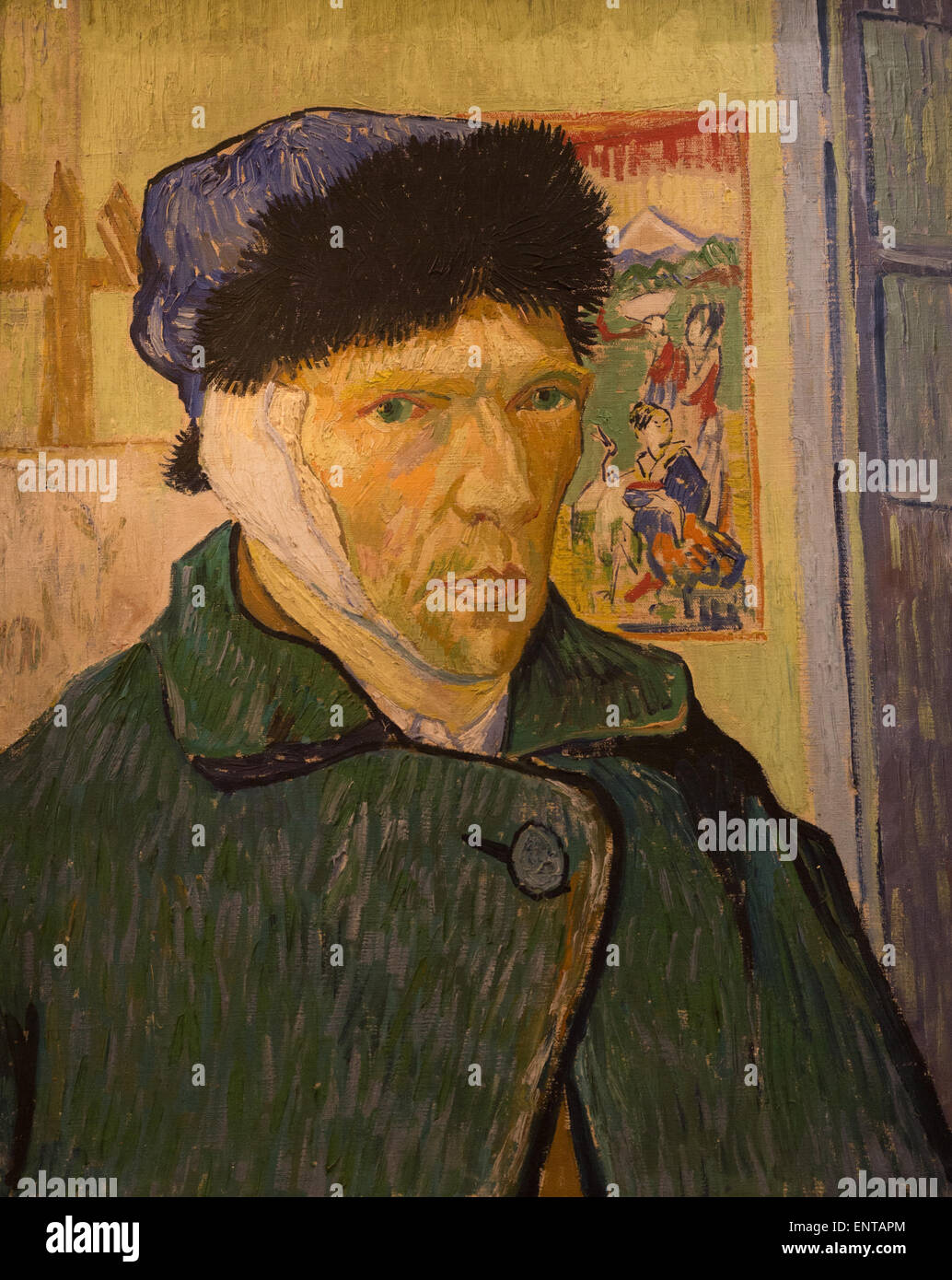 ActiveMuseum 0006332.jpg / Selbstporträt mit einem verbundenem Ohr Paul Gauguin trat Van Gogh in der Stadt Arles im November 1888, gemeinsam zu malen, in welche Van Gogh "Studio des Südens" genannt, aber sie begann schnell zu streiten. Nach einer brutalen Auseinandersetzung verstümmelt Van Gogh sein linke Ohr. Dieses Selbstporträt war eines der ersten Werke van, die Gogh malte nach diesem Vorfall. 22.01.2014 - / 19. Jahrhundert Sammlung / aktive Museum Stockfoto