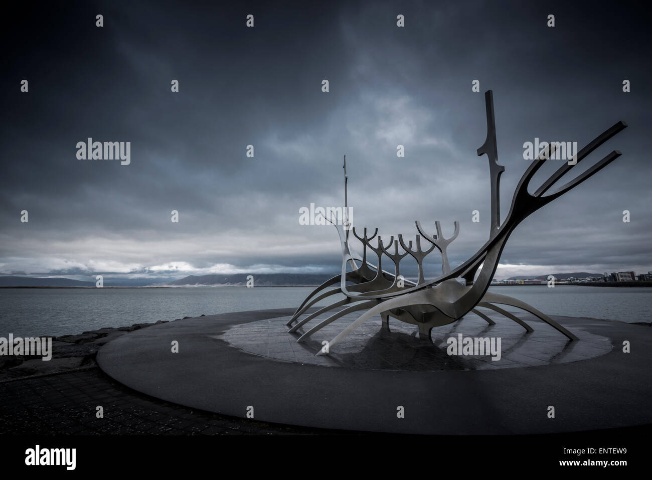 Island, Reykjavik, Solfar Wikingerschiff Skulptur Stockfoto
