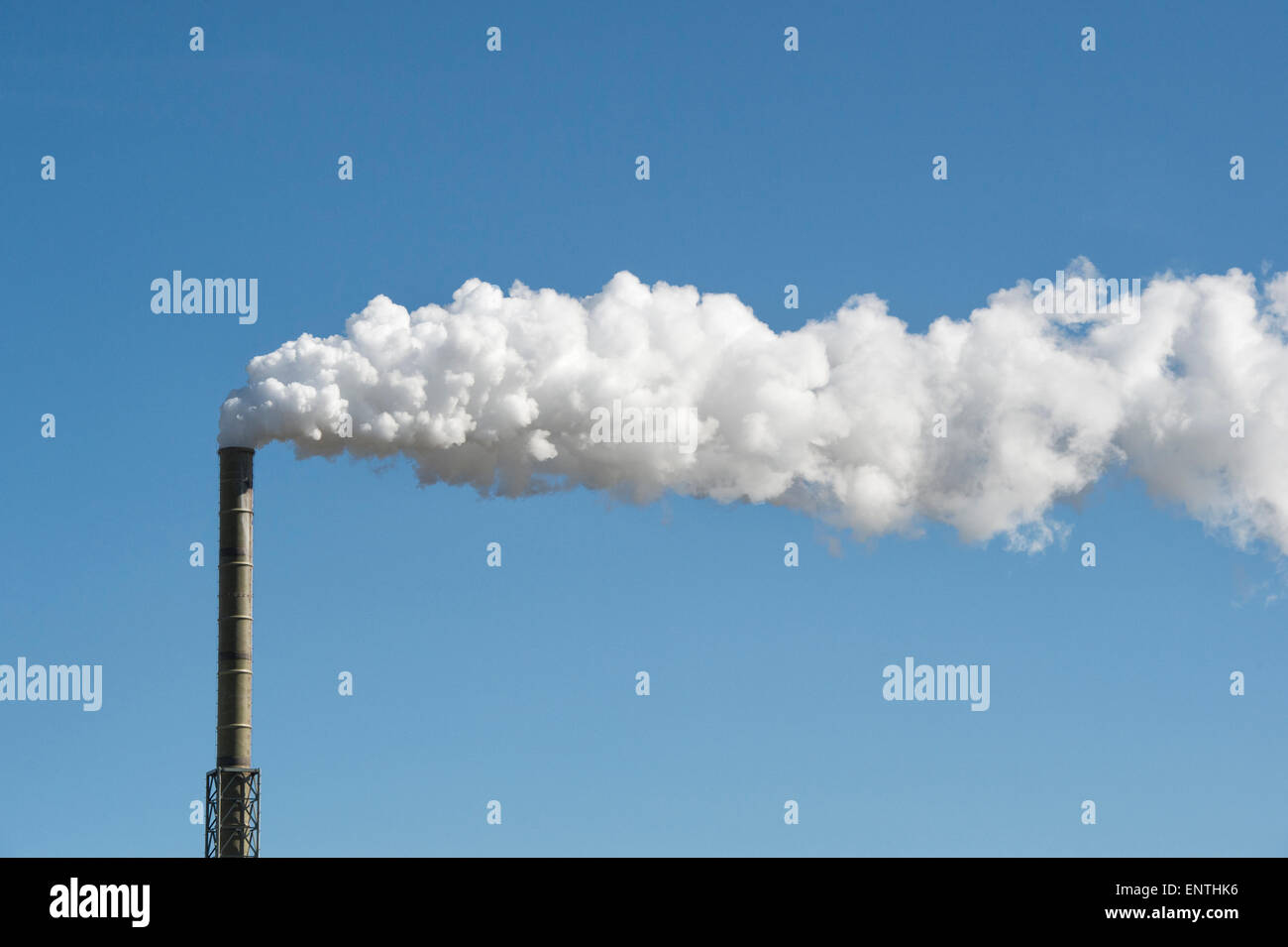 Schornstein mit Fahne bei Lafarge Dunbar Cement funktioniert, Dunbar, East Lothian, Schottland Stockfoto