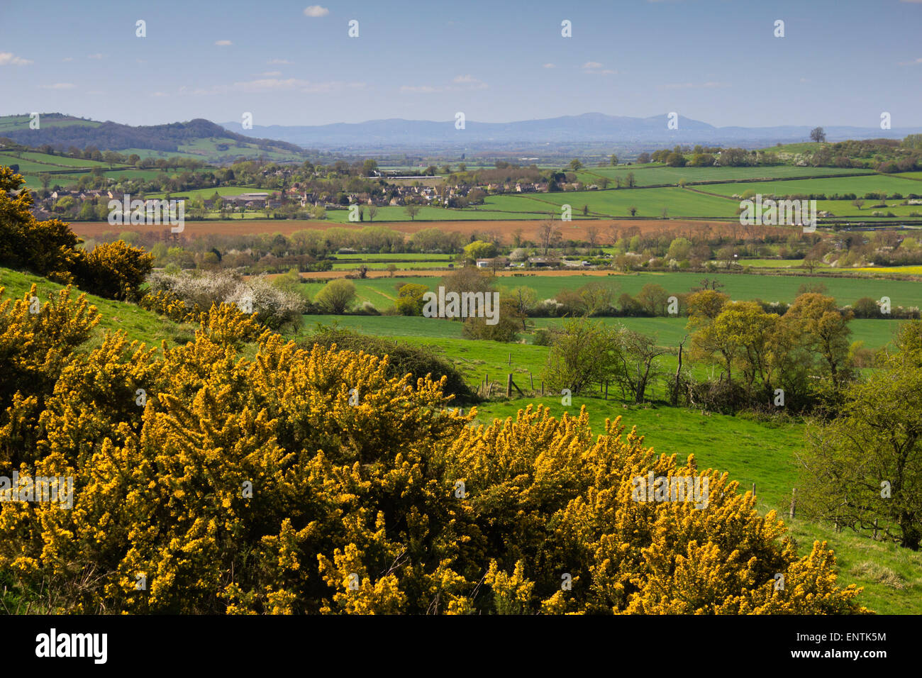 Cotswold Landschaft und Malvern Hills, Hailes, in der Nähe von Winchcombe, Cotswolds, Gloucestershire, England, Vereinigtes Königreich, Europa Stockfoto