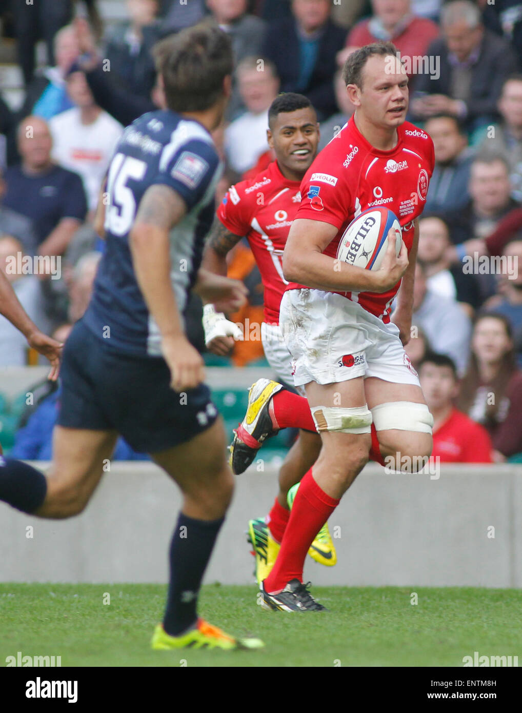 TWICKENHAM, ENGLAND - Mai 09: während die Babcock Trophy Rugby Union match zwischen The British Army und der Royal Navy auf 9. Mai 2015 in Twickenham, England im Twickenham Stadium gespielt.  (Foto von Mitchell Gunn/ESPA) *** lokalen Caption *** Stockfoto