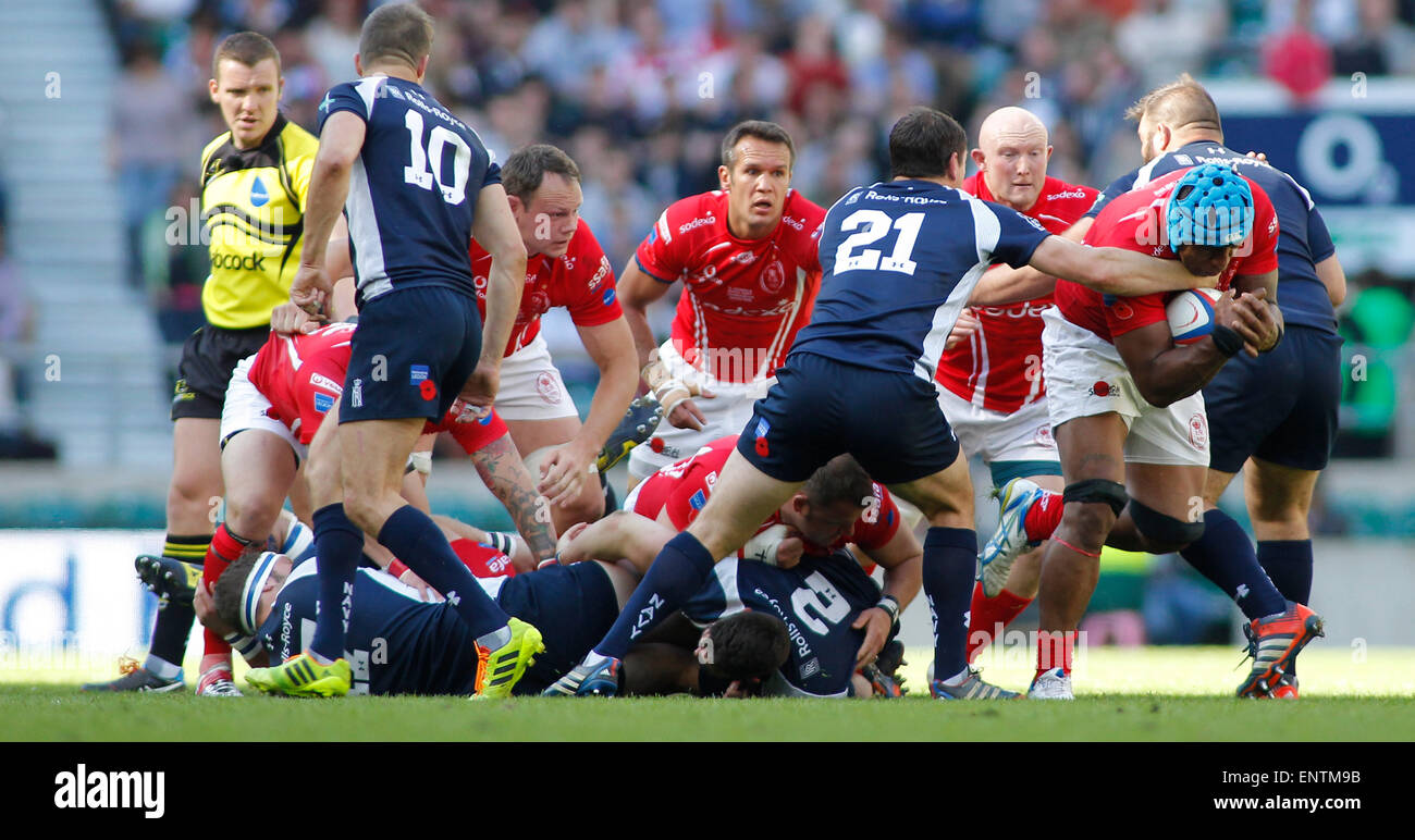 TWICKENHAM, ENGLAND - Mai 09: während die Babcock Trophy Rugby Union match zwischen The British Army und der Royal Navy auf 9. Mai 2015 in Twickenham, England im Twickenham Stadium gespielt.  (Foto von Mitchell Gunn/ESPA) *** lokalen Caption *** Stockfoto