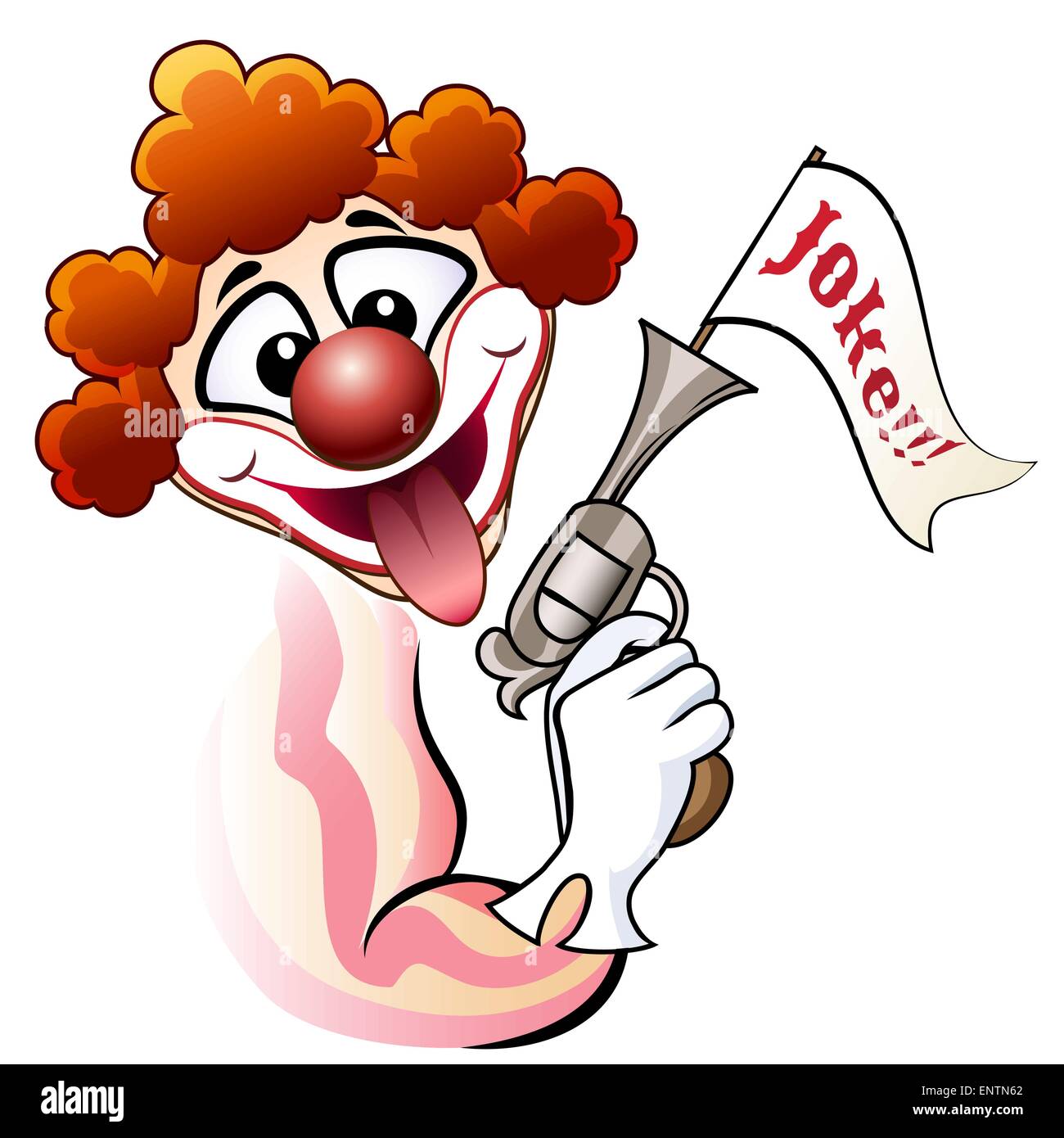 Lustige Illustration der Clown mit einem gefälschten revolver Stock Vektor