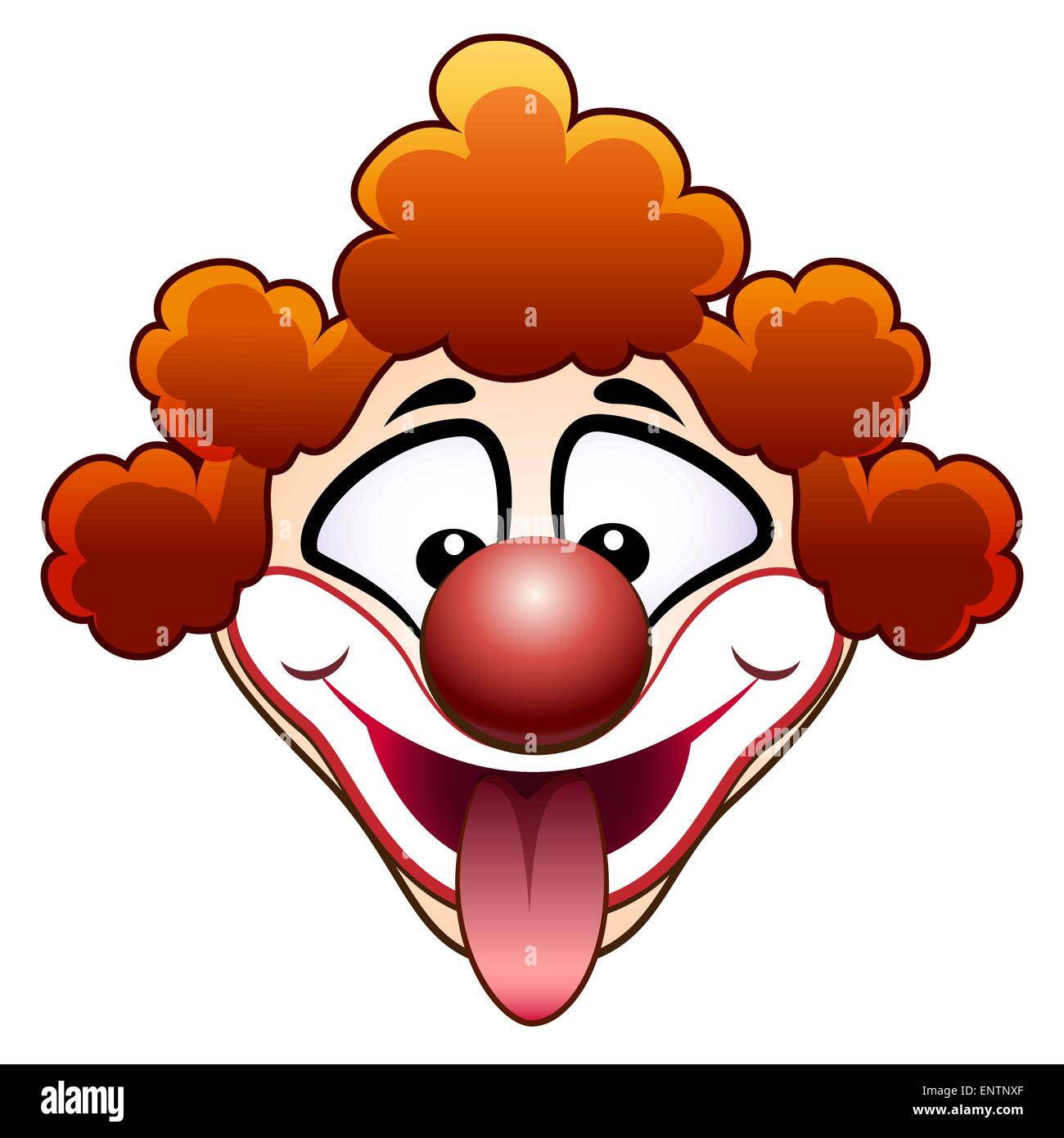 Illustration der rote Clown-Kopf mit schnippte, Zunge Stock Vektor