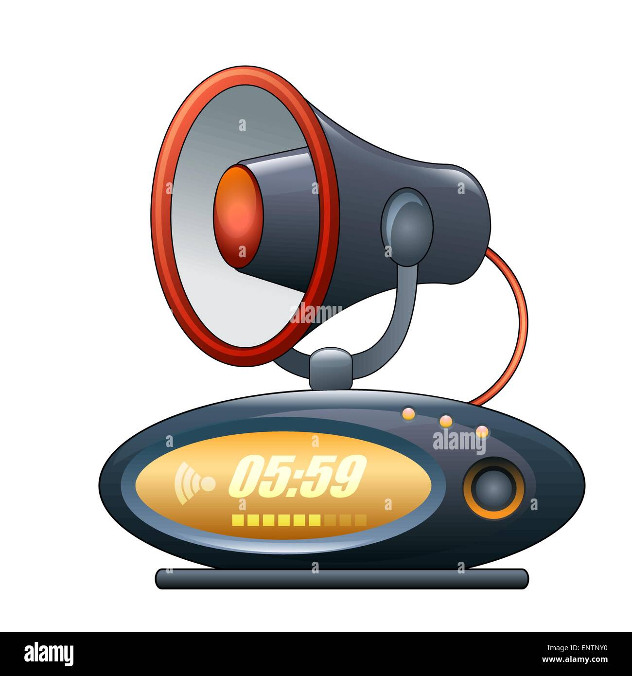 Eine Vektor-Illustration der Wecker mit Megaphon Stock Vektor