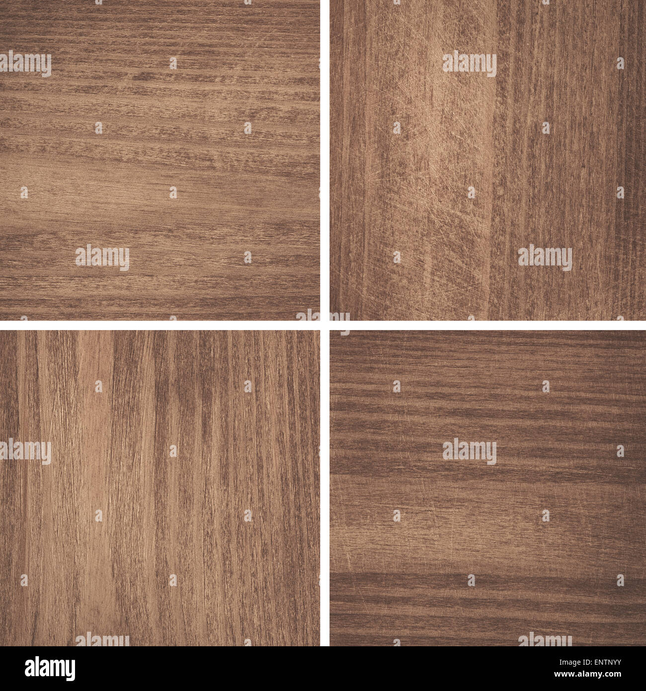 Satz von dunkelbraun zerkratzt Holzbrett. Holzstruktur Stockfoto