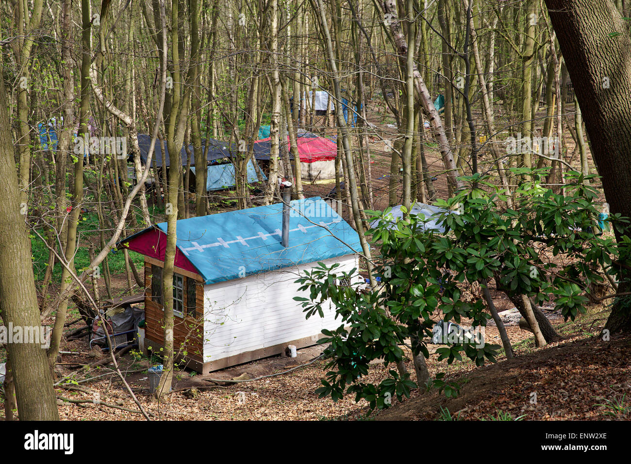 Das Eco Village in Runnymede Wald in einer Gemeinschaft von Menschen, die einen alternativen Lebensstil eingerichtet. Stockfoto