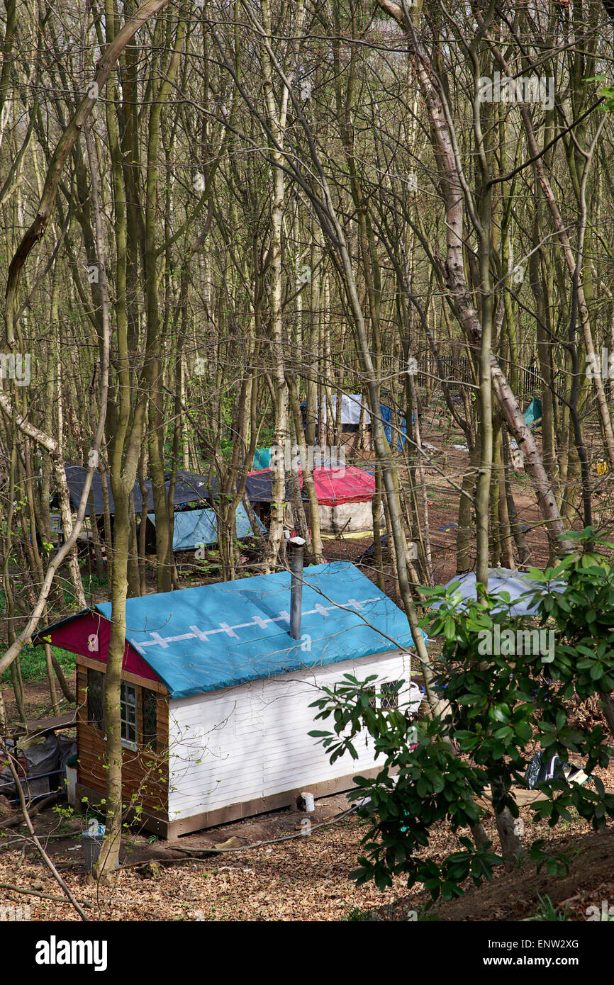 Das Eco Village in Runnymede Wald in einer Gemeinschaft von Menschen, die einen alternativen Lebensstil eingerichtet. Stockfoto
