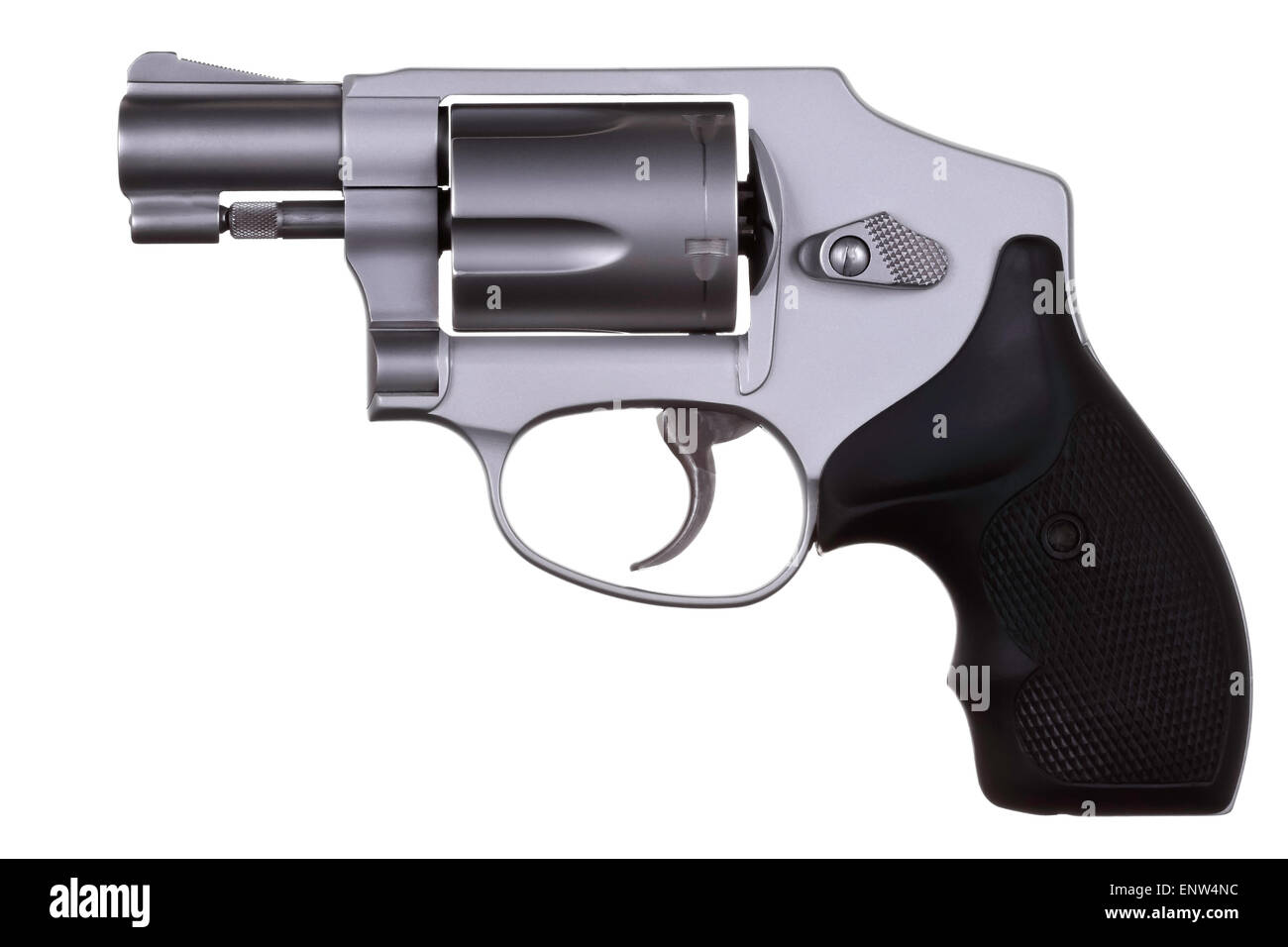 Moderne kompakte kurzen Lauf ultra leichten Titan Revolver hergestellt in den USA isoliert auf weißem Hintergrund Stockfoto