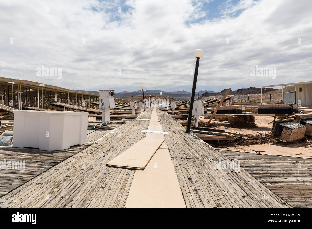 Dürre beschädigt Marina am Lake Mead National Recreation Area im südlichen Nevada. Stockfoto